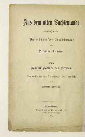 4: Johann Vasmer von Bremen : eine Geschichte aus Deutschlands Vergangenheit