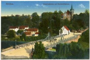 Zwickau. Paradiesbrücke mit Ebertschlösschen