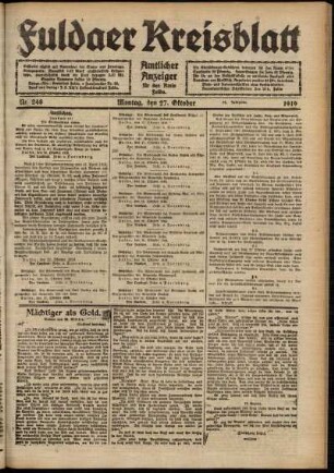Ausgabe vom Montag, den 27. Oktober 1919.
