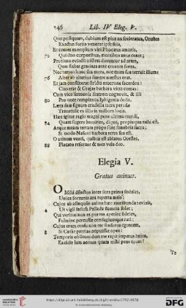 Elegia V. Gratus animus / Das fünfte Klag-Lied. Seine Dankbarkeit