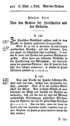 Fünfter Titel. Von den Rechten der Herrschaften und des Gesindes.