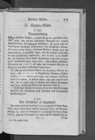 II. Kirchen=Wesen.