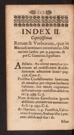 Index II. Copiosissimus Rerum & Verborum, ...
