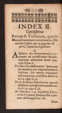 Index II. Copiosissimus Rerum & Verborum, ...