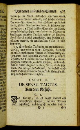 Caput III. De Sensu tactus. Von dem Gefühl.