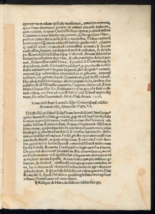 Venerabili fratri Leonello Episcopo Concordiensi nunctio & oratori nostro, Alexander Papa. VI.