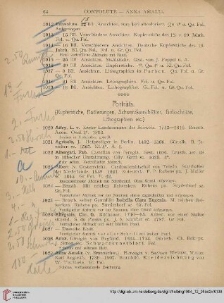 Porträts (Kupferstiche, Radierungen, Holzschnitte, Lithographien etc.) (Nr.1020-1528)