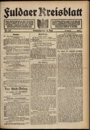 Ausgabe vom Donnerstag, den 14. Juni 1917.