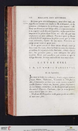 (Lettre CXLI - CL)