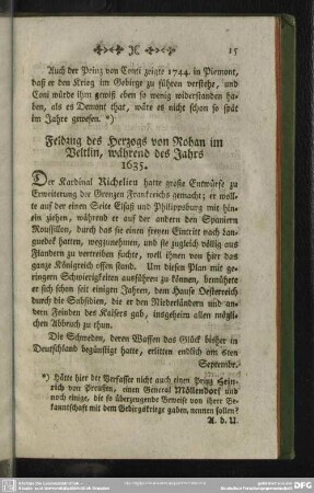 Feldzug des Herzogs von Rohan im Veltlin, während des Jahrs 1635
