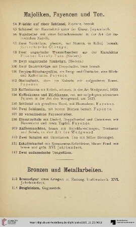 Bronzen und Metallarbeiten (Nr. 113-179)