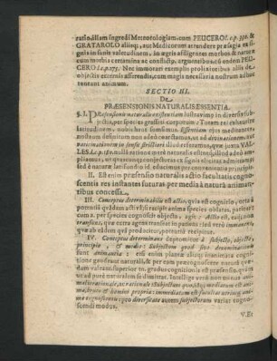 Sectio III. De Praesensionis Naturlais Essentia.
