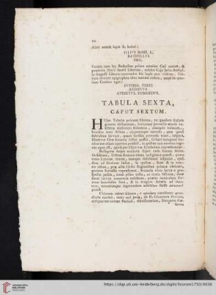Tabula Sexta Caput Sextum