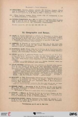 XI. Geographie und Reisen (Nr. 250-275)