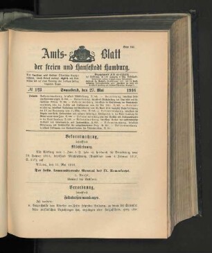 No. 123, 27. Mai 1916