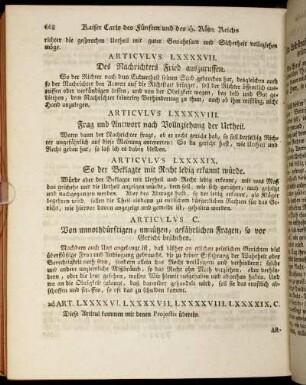 Articulus LXXXXVIII. Frag und Antwort nach Vollnziehung der Urtheil. - Articulus CLXVIII. Von Holz stehlen, oder verbotener Weiß abhauen.
