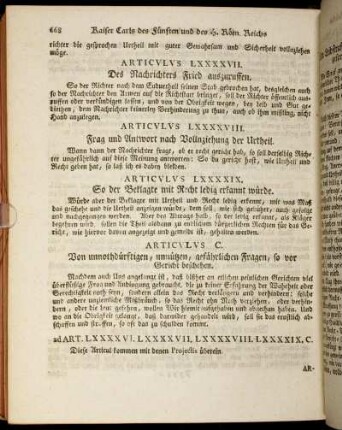Articulus LXXXXVIII. Frag und Antwort nach Vollnziehung der Urtheil. - Articulus CLXVIII. Von Holz stehlen, oder verbotener Weiß abhauen.