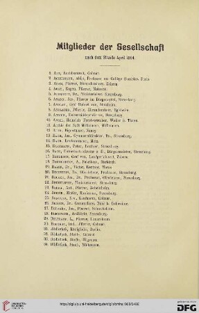 Mitglieder der Gesellschaft nach dem Stande April 1904