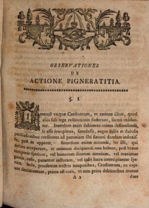 Observationes De Actione Pigneratitia