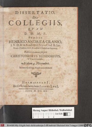 Dissertatio, De Collegiis