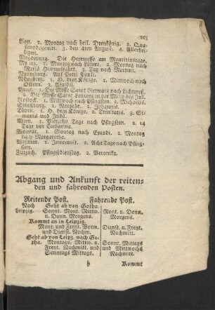 Abgang und Ankunft der reitenden und fahrenden Posten.