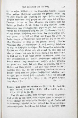 447-450 [Rezension] Clemen, Carl, Paulus, sein Leben und Wirken