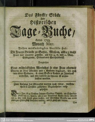Das Fünffte Stücke. Monath May
