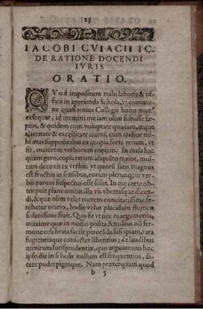 Jacobi Cuiacii IC. De Ratione Docendi Iuris Oratio
