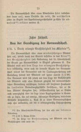 Achter Abschnitt. Von der Beendigung der Vormundschaft.