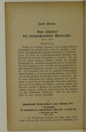 Zweite Periode. Das Zeitalter der unumschränkten Monarchie. 1661-1789
