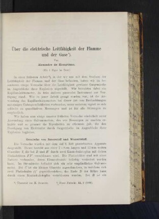 Über die elektrische Leitfähigkeit der Flamme und der Gase.