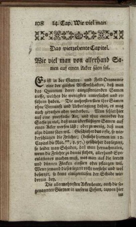 Das vierzehente Capitel. Wie viel man von allerhand Samen auf einen Acker säen sol.