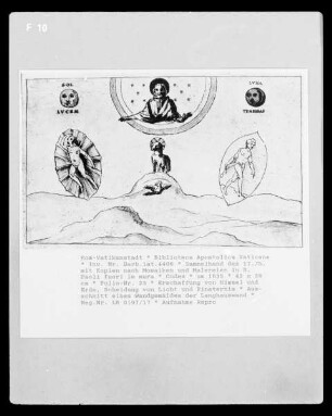 Sammelband des 17.Jh. mit Kopien nach Mosaiken und Malereien in S. Paoli fuori le mura — Erschaffung von Himmel und Erde, Scheidung von Licht und Finsternis, Folio 23