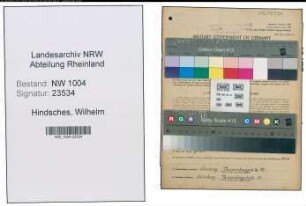 Entnazifizierung Wilhelm Hindsches , geb. 07.07.1904 (Lokfuehrer)
