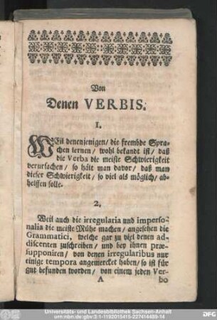 Von Denen Verbis.