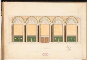 Theater, Berlin Schinkelwettbewerb 1861: Querschnitt durch das Foyer 1. Rang; Maßstabsleiste