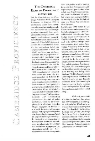 The Cambridge Exam of Proficiency in English