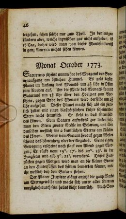 Monat October 1773.