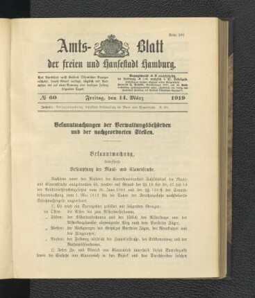 No.60, Freitag, den 14. März 1919