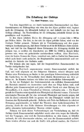 Die Erhaltung der Gebirge