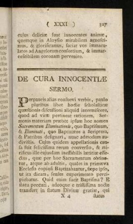 327-334, De Cura Innocentiae Sermo (XXXI)