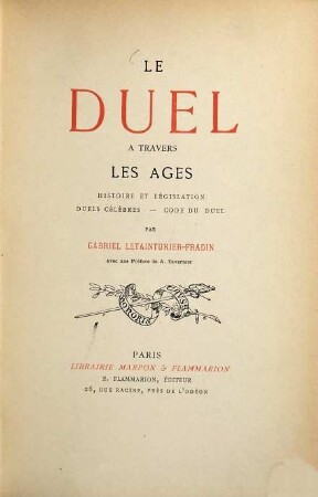 Le Duel à travers les âges