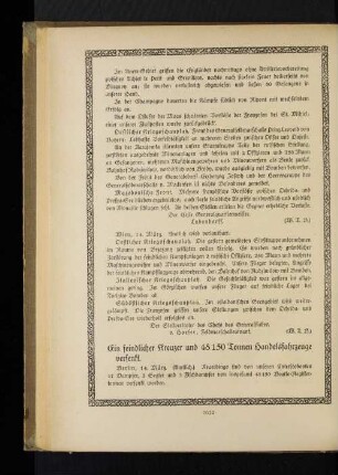 Ein feindlicher Kreuzer und 48 150 Tonnen Handelsfahrzeuge versenkt.