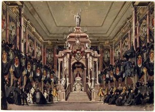 Die Aufbahrung des Sarges von August I. (August II. von Polen), Kurfürst von Sachsen