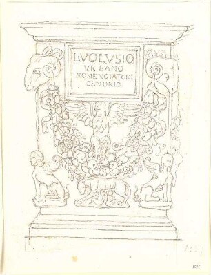 Neureuther, Gottfried von; Zeichnungen - römischer Altar; gezeichnet von Eugen Napoleon Neureuther (Ansicht)