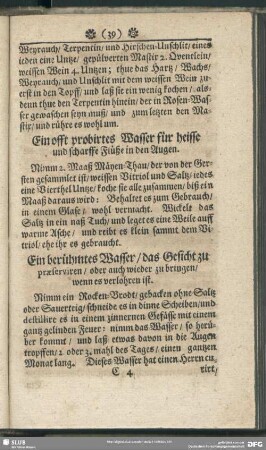 Ein offt probirtes Wasser für heisse und scharffe Flüße ind en Augen
