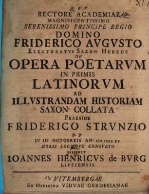 Diss. de opera poetarum, inprimis latinorum