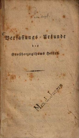 Verfassungs-Urkunde des Großherzogthums Hessen
