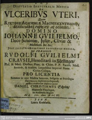 Dissertatio inauguralis medica de ulceribus uteri
