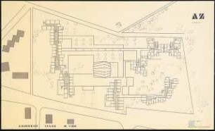 Altenwohnheim und Pflegeheim, Wettbewerb, Wiesbaden: Grundriss 1. und 2. Obergeschoss 1.200